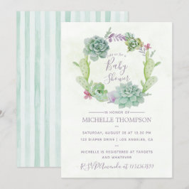 Waterverf woestijncactus Succulent Baby shower Kaart