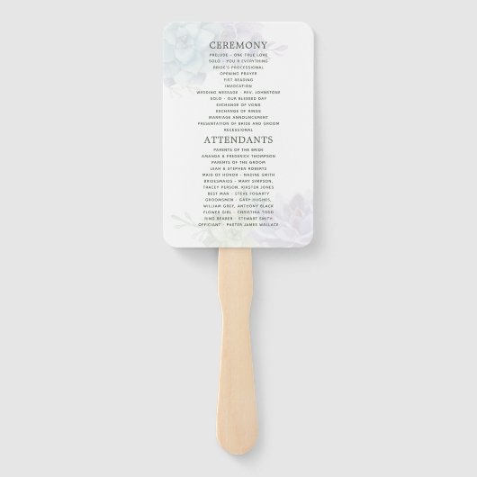 Waterverf woestijncactus Succulent Wedding Program Handwaaier (Achterkant)