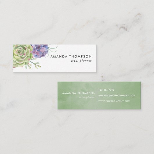 Waterverf-woestijncactus Succulenten Mini Visitekaartje (Voorkant / Achterkant)