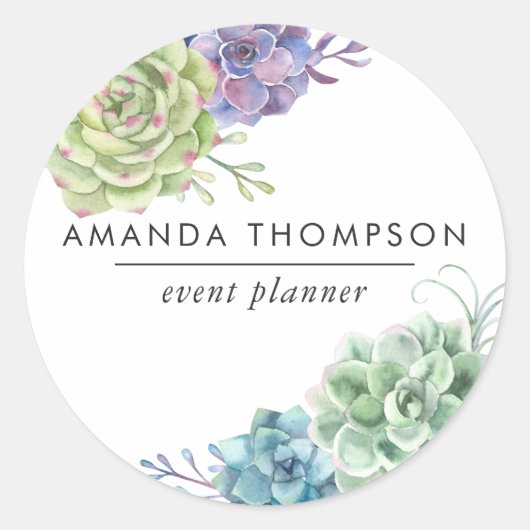 Waterverf-woestijncactus Succulenten Ronde Sticker (Voorkant)