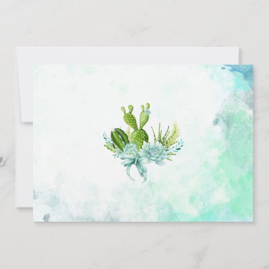 Waterverf woestijncactus Succulenten Weddenschap B Bedankkaart (Achterkant)