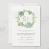 Waterverf woestijnCactus Succulents 21st Birthday Kaart (Voorkant)