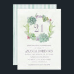 Waterverf woestijnCactus Succulents 21st Birthday Kaart<br><div class="desc">Waterverf is een handige art 21st Birthday Party-uitnodiging met schaduwen van paars,  roze en groen,  aanpasbaar voor uw evenement.</div>