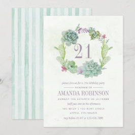 Waterverf woestijnCactus Succulents 21st Birthday Kaart