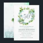 Waterverf woestijnCactus Succulents 50th Birthday Kaart<br><div class="desc">Waterverf Succulent Glass Terrarium art 50th Birthday Party nodigt u uit met elegante typografie die aanpasbaar is aan de specificaties van uw evenement.</div>