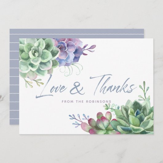 Waterverf woestijncactus Succulents Bedankt (Voorkant / Achterkant)