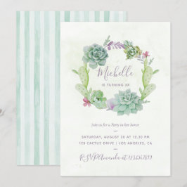 Waterverf woestijnCactus Succulents Birthday Party Kaart