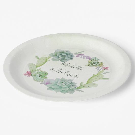 Waterverf woestijnCactus Succulents Wedding Papieren Bordje (Gekanteld)