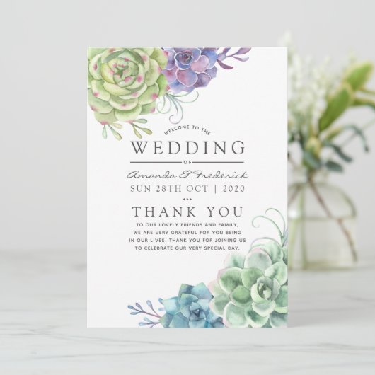 Waterverf woestijnCactus Succulents Wedding Programmakaart (Staand voorkant)