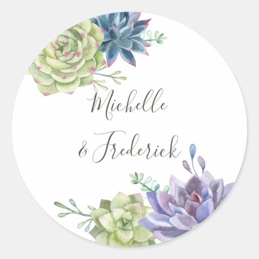 Waterverf woestijnCactus Succulents Wedding Ronde Sticker (Voorkant)