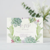 Waterverf woestijnCactus Succulents Wedding RSVP (Staand voorkant)