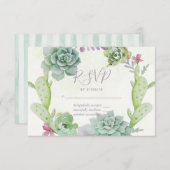 Waterverf woestijnCactus Succulents Wedding RSVP (Voorkant / Achterkant)