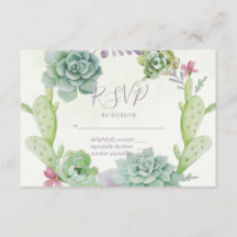 Waterverf woestijnCactus Succulents Wedding RSVP