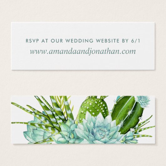 Waterverf woestijnCactus Succulents Wedding RSVP Mini Visitekaartjes (Voorkant /achterkant)
