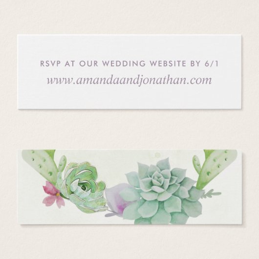 Waterverf woestijnCactus Succulents Wedding RSVP Mini Visitekaartjes (Voorkant /achterkant)