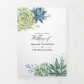 Waterverf woestijnCactus Succulents Wedding Tri-Fo Drieluik Uitnodiging (Cover)