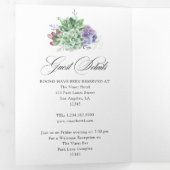 Waterverf woestijnCactus Succulents Wedding Tri-Fo Drieluik Uitnodiging (Binnenzijde eerst)