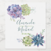 Waterverf woestijnCactus Succulents Wedding Wijn Etiket (Enkel label)