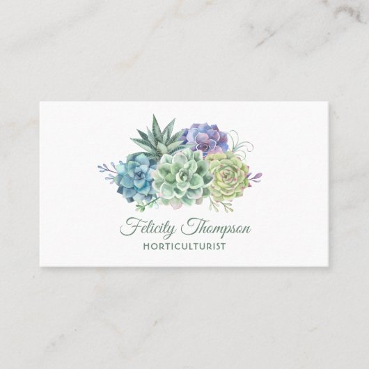 Waterverf woestijncactus Succulosans QR-code Visitekaartje (Voorkant)