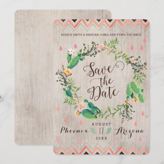 Waterverf woestijncactus Wedding Save the Dates Date (Voorkant / Achterkant)