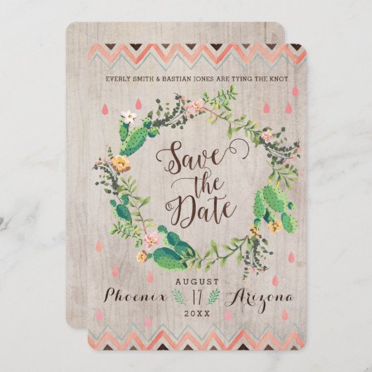 Waterverf woestijncactus Wedding Save the Dates Save The Date (Voorkant / Achterkant)