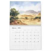 Waterverf woestijncactuslandschappen kalender (Feb 2026)