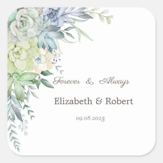 Waterverf woestijnfluitjes vierkante sticker (Voorkant)