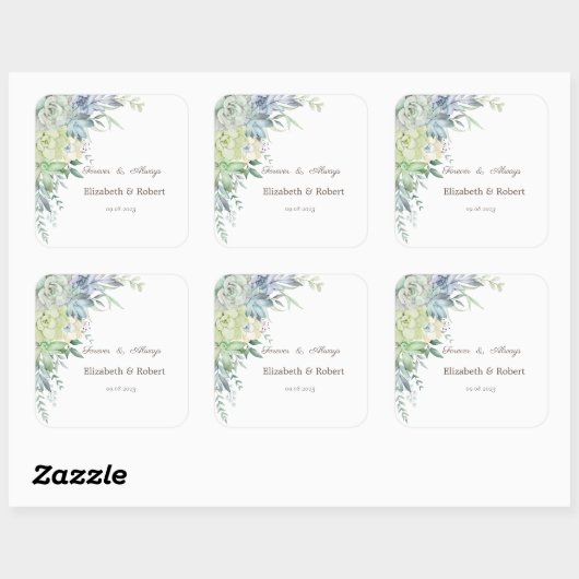 Waterverf woestijnfluitjes vierkante sticker (Vel)