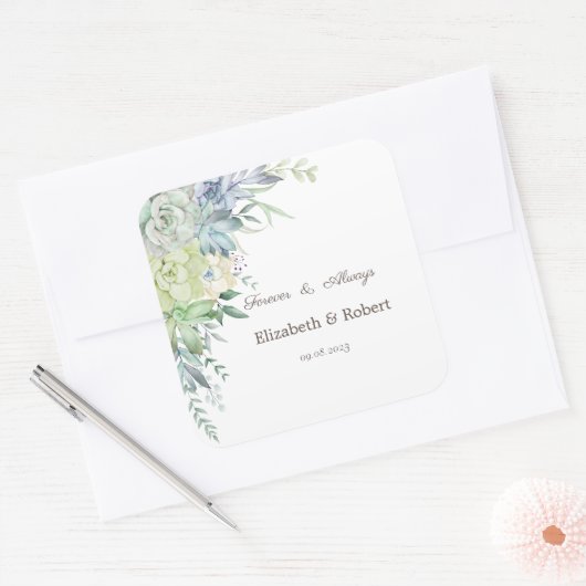 Waterverf woestijnfluitjes vierkante sticker (Envelop)