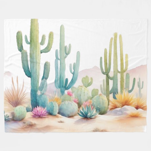 Waterverf woestijnillustratie fleece deken (Voorkant (Horizontaal))