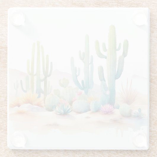 Waterverf woestijnillustratie glazen onderzetter (Achterkant)