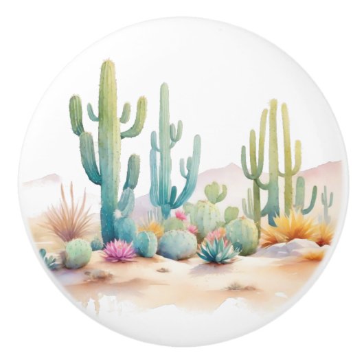 Waterverf woestijnillustratie keramische knop (Voorkant)