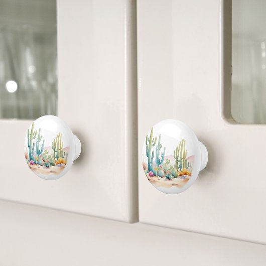 Waterverf woestijnillustratie keramische knop