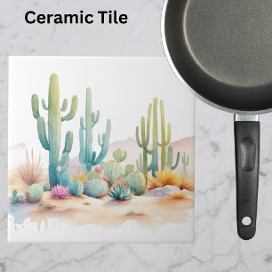 Waterverf woestijnillustratie tegeltje