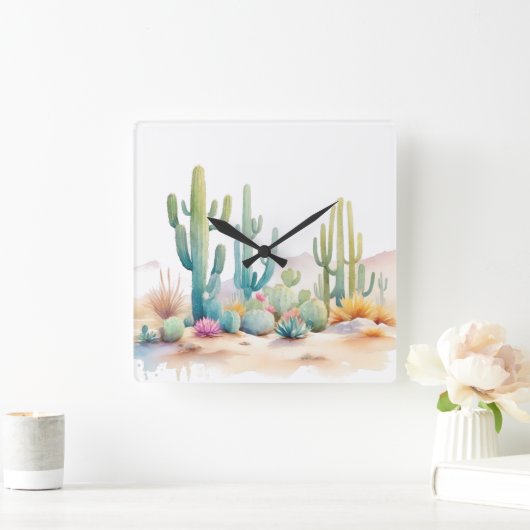 Waterverf woestijnillustratie vierkante klok (Huis)