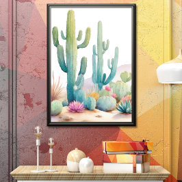 Waterverf woestijnillustratieportret poster