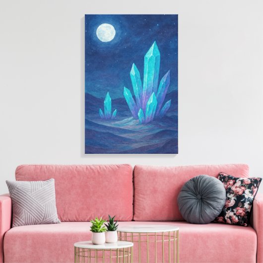 Waterverf woestijnnacht met kristallen canvas afdruk (Insitu (Woonkamer))