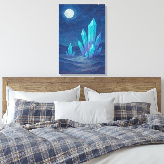 Waterverf woestijnnacht met kristallen canvas afdruk (Insitu (Slaapkamer))