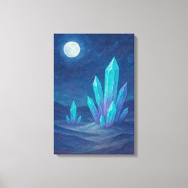 Waterverf woestijnnacht met kristallen canvas afdruk