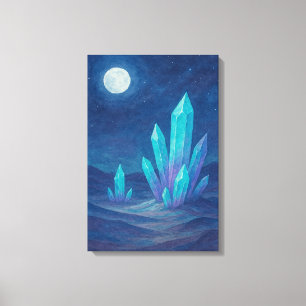 Waterverf woestijnnacht met kristallen canvas afdruk