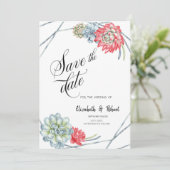 Waterverf woestijnrode successen sparen de datum save the date (Staand voorkant)