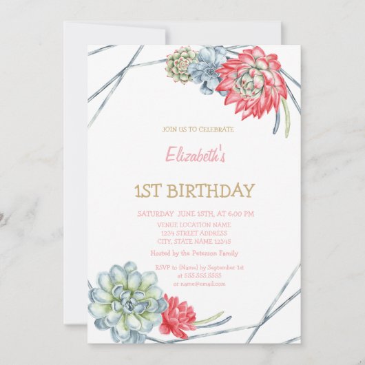 Waterverf woestijnrood succes gestreept op zaterda kaart (Voorkant)