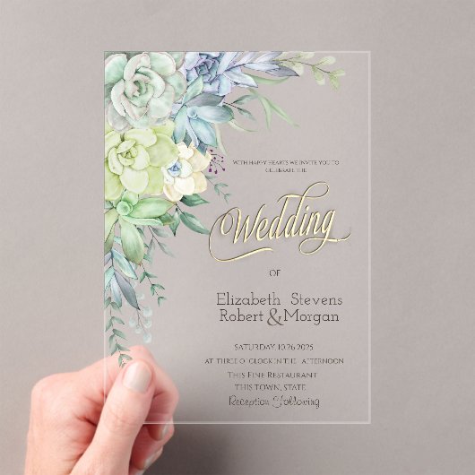 Waterverf Woestijnsprinkhanen bruiloft Acryl Uitnodigingen (Insitu (Draagbaar))