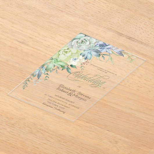 Waterverf Woestijnsprinkhanen bruiloft Acryl Uitnodigingen (Laagn)