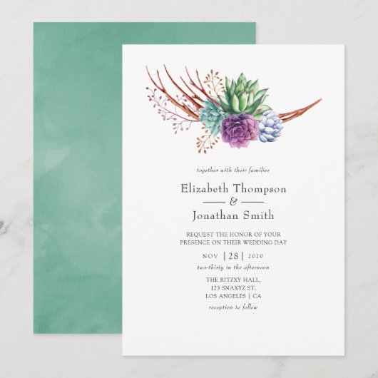 Waterverf Woestijnsprinkhanen bruiloft Kaart (Voorkant / Achterkant)