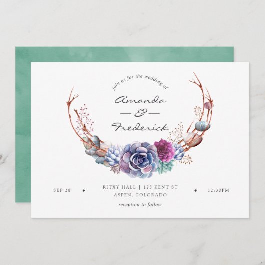 Waterverf Woestijnsprinkhanen bruiloft Kaart (Voorkant / Achterkant)