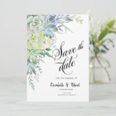 Waterverf Woestijnsucculenten Stippen Bewaar de Da Save The Date (Staand voorkant)