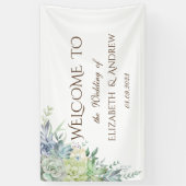 Waterverf Woestijnsucculenten Stippen Bruiloft Spandoek (Verticaal)