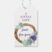 Waterverf woestijntuin vetplanten rustieke krans cadeaulabel (Voorkant)