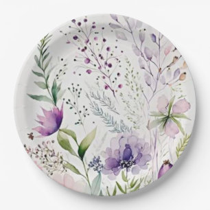 Waterverf wolbloem papieren bordje